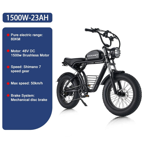 Kickwey K7 Adults Electric Bike 2000W 48V23AH 55km/h  Snow Electric